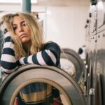 people, woman, stripes, sweatshirt, blonde, beauty, laundry, machine, shop, laundry, laundry, laundry, laundry, laundry